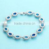 925 Sterling Silver Blue Opal Handmade Bracelet SBI184W thumbnail-3
