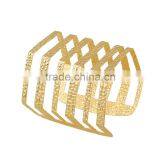Hot Sale Fashion Gold Colors Shiny Alloy Stripe Opened Cuff Graceful Bangles