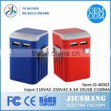 HOT World Travel Adapter Charger 2 USB Charger Universal Adapters and Converters