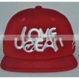 Guangzhou Hat Factory Professional Custom 100% Cotton Fiber/red/white Embroidery Logo/flat Brim Hat