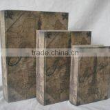 Antique Wooden Book Box With Linen Printing Covered thumbnail-1