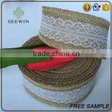 Popular Natural Jute Wired Fabric Lace Ribbon Bow thumbnail-4