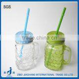 Square Personalized 16 Ounce Cambered Glass Drinking Mug With Handle thumbnail-1