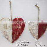 Wooden Wash White and Red Heart Pendant thumbnail-1