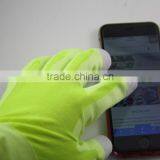 NMSAFETY 13 Gauge Knitted Hi-viz Green Nylon Liner Coated White pu on Palm and Grey Carbon on Top Three Fingers ESD Gloves thumbnail-2