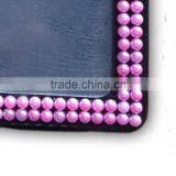 Pearl Style ID Holder, High Quality Promotion Gift PU Leather Badge Holder With Crystal Gem Decoration thumbnail-3