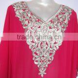PINK EMBROIDERED Georgette CAFTAN Kaftan Tunic Poncho Zip Cover up thumbnail-2