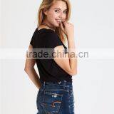 MGOO OEM Service Sexy Triangle Deep Neck Crop Top Women Classic Fit 95% Cotton 5% Spandex Tank Top thumbnail-4