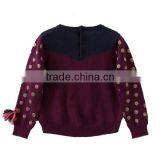 Polka Dot New Design Knitted Kids Pullover Sweater Front Short Back Long Girls Knitwear thumbnail-2
