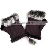 2015 New Women's Rabbit Fur Hand Wrist Fingerless Warm Winter Gloves 3379 thumbnail-3