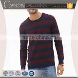 Contrast Color Wide Striped Long Sleeve Waffle-knit Pullover Sweater thumbnail-1