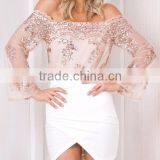 Runwaylover 116 New Design 2017 Ladies Sexy Off-Shoulder Sequins Embroidery Bodysuits thumbnail-3