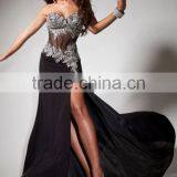 New 2013 Prom Dresses Black Mermaid/Trumpet Floor Length Sweetheart Chiffon Rhinestone thumbnail-1