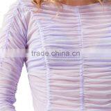 2017 OEM Sheer Minimal-femme Long Sleeves Ruched Fancy Blouse thumbnail-5