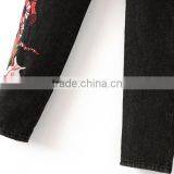 High Waist Jeans Embroidered Floral Sex Trousers Women Formal Shirt Trousers for Girls thumbnail-6