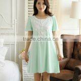 Cotton Sleep Shirt Different Size for Choice Breathable Lace Patchwork Womens Pajamas Sets thumbnail-1