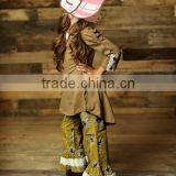 2017 Latest Children Dress Designs Girl's Fashion Autumn Lace Trim Outfit thumbnail-1