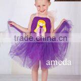 Gorgeous Girls Rapunzel Tangled Princess Tutu Purple Pink Party Dress Bling Crown 2pcs Costume thumbnail-1