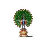 Peacock-Hand Carved Wooden Painted Birds Figures thumbnail-1