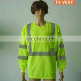 Cheap High Visibility Long sleeve safety polo t-shirt vest,yellow reflective safety vest