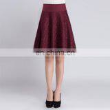 T-SK520 China Clothes Marron Lace Midi Elegant Womens A Line Skirt thumbnail-2