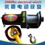 car winch for auto and self-help with 2000lbs and DC12V/24V and wired remote control