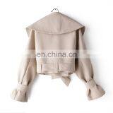 TWOTWINSTYLE Women's Jacket PU Leather Bow Long Sleeve Thick Short Females Coat 2020 thumbnail-7