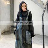 TWOTWINSTYLE Hit Color Denim Dress For Women Square Collar Spaghetti Strap Sleeveless Dresses Female thumbnail-3