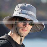 Wholesale Cheap Foldable Sun Custom Bucket Hat Summer Cotton Cap Fishing Boonie Brim Sun Safari Hat With Strings thumbnail-2