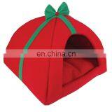 Warm Fleece Red Foldable Dog House for Christmas thumbnail-1