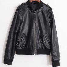 HOT SALE 2021 NEW ARRIVAL FASHION LADIES'FAUX LEATHER ECO PU LEATHER BASEBALL JACKET thumbnail-1