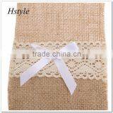 Hessian Burlap Lace Bags Wedding Cutlery Holder Pouch Table Decoration SPT128 thumbnail-3
