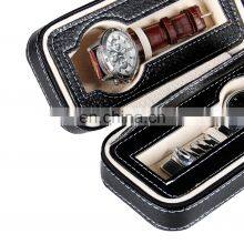 Custom Portable Black Two Piece Watch PU Leather Zipper Bag Pocket Watch Box thumbnail-3