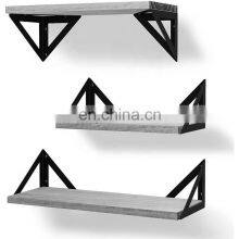 Metal Shelf Rustic Wood Home Decoration Floating Shelves Set Wall Mounted Shelves thumbnail-2
