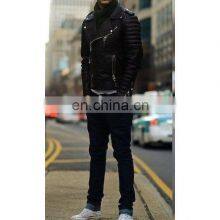 Unisex Design Color Block Men Genuine Leather Jacket Custom High Quality Men Leather Jacket thumbnail-3