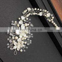 Flower Headwear Wedding Headband for Bride Crystal Pearls Women Tiara Bridal Headpieces Hair Jewelry Accessories thumbnail-3
