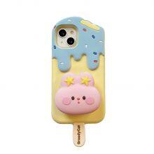 Cute Cartoon Bunny Expansion Stand Ice Cream Popsicle Shockproof Case Phone 11 12 13 14 15 Pro Max thumbnail-1