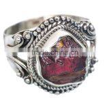 ROUGH GARNET RING ,WHOLESALE SILVER JEWELRY,SILVER EXPORTER,SILVER JEWELRY FROM INDIA thumbnail-1