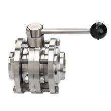 Food Grade Sanitary Stainless Steel 304/316 Butterfly Valve Three-Piece Butt Welding Design for Water Applications thumbnail-2