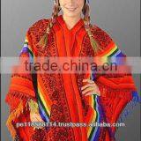 ALPACA WOOL UNISEX PONCHO WITH GEOMETRIC DESIGNS