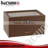 Elaborate Watch Display Case,wooden Watch Display Box With Metal Lock,brown Color Wooden Watch Display Case