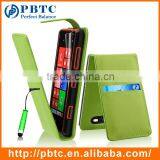 Set Screen Protector Stylus And Case For Nokia Lumia 820 , Green Wallet PU Leather Cell Phone Case