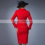Women Red Fashion Elegant Wool Formal Uniform for Autumn /winter thumbnail-3