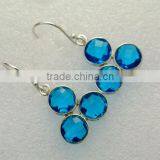 Blue Quartz Round Gemstone Earrings thumbnail-4