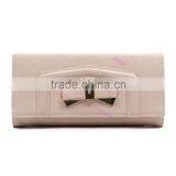 Guangzhou Factory Direct Trendy Style Bowknot Ornament Plain Color Ladies pu Leather Wallet thumbnail-4