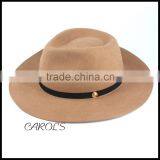 Unisex Wool Felt Hat With Black Ribbon Black Outdoor Trilby Hat for Wholesale thumbnail-2