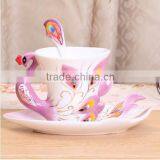 Best Selling Ceramic Peacock Coffee Cup and Saucer Set thumbnail-4
