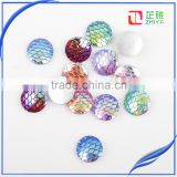 stock! resin sew on stone round shape with Fish scales colorful flatback