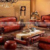 Thai Classical Living Room Sofa Set,Luxury Southeast Asia Style Genuine Laether Furniture,Marble Top Coffee Table &Leisure Stool thumbnail-1