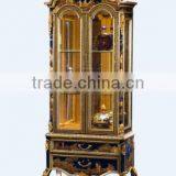 Retro Art Painting Home Furniture Dinning Room Set, Noble Blue Round Dinning Table With Chair/Sideboard thumbnail-4